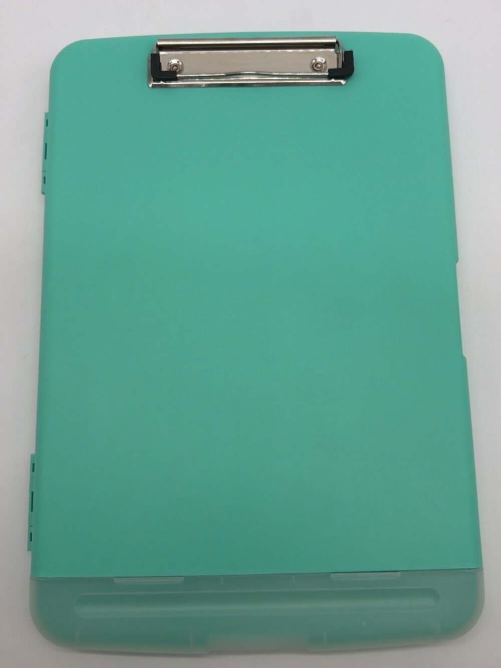 Plastic Storage Clipboard With Internal Compartment & Metal Clip - Aqua Blue - P